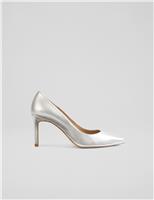 Leather Metallic Stiletto Heel Court Shoes