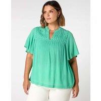 Notch Neck Smocked Top