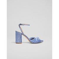Fabric Ankle Strap Block Heel Sandals