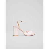 Fabric Ankle Strap Block Heel Sandals