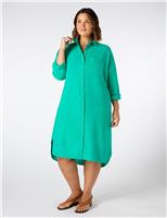 Linen Blend Midi Shirt Dress