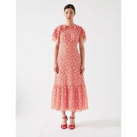 Silk Rich Ditsy Midaxi Tiered Skater Dress