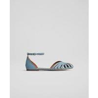 Suede Plaited Ankle Strap Flat Sandals
