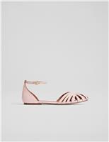 Suede Plaited Ankle Strap Flat Sandals