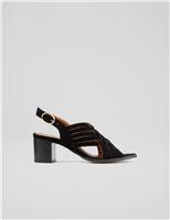 Suede Woven Block Heel Slingback Sandals