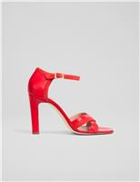 Leather Ankle Strap Stiletto Heel Sandals