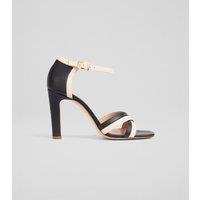 Leather Colour Block Stiletto Heel Sandals