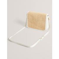 Raffia Effect Twist Lock Cross Body Bag