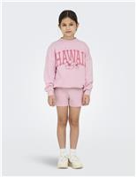 Kids Only Pure Cotton Jersey Logo Shorts (8-14 Yrs) Light Pink