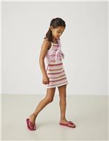 Kids Only Pure Cotton Striped Dress (7-14 Yrs) White Mix