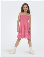 Kids Only Pure Cotton Broderie Dress (8-14 Yrs) Pink