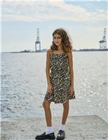 Kids Only Pure Cotton Leopard Dress (8-14 Yrs) Brown Mix