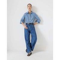 Lyocell Denim Two-Tone Long Sleeve Jumpsuit
