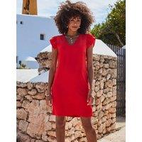 SOSANDAR V-Neck Ruffle Sleeve Mini Shift Dress Red