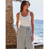 Cotton Rich Floral Embroidered Scoop Neck Vest