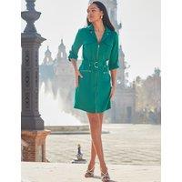 Satin Collared Zip Up Mini Utility Dress