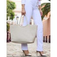 Faux Leather Woven Tote Bag