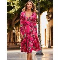 Jersey Animal Print V-Neck Midi Wrap Dress