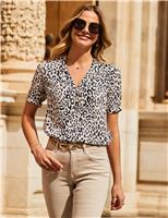 Animal Print Collared Relaxed Shirt