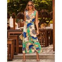 Jersey Printed V-Neck Midaxi Wrap Dress