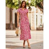 SOSANDAR Abstract Twist Detail Midaxi Jersey Dress Pink Mix