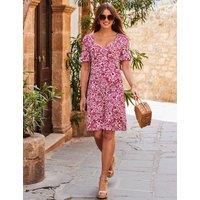 SOSANDAR Jersey Floral Sweetheart Neckline Mini Dress White Mix