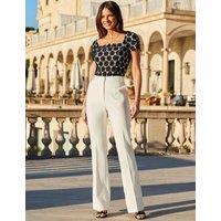 SOSANDAR Tailored Kick Flare Trousers Ivory