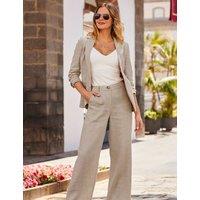 SOSANDAR Pure Linen Wide Leg Trousers Natural