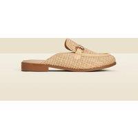 Raffia Bar Slip On Flat Mule Loafers