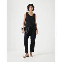 HUSH Cotton Blend Jersey Cropped Jumpsuit Black