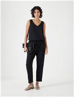 Cotton Blend Jersey Cropped Jumpsuit