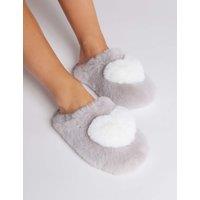 Faux Fur Heart Mule Slippers