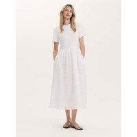 Finery London Cotton Rich Broderie Midi T-Shirt Dress White