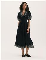 Pure Cotton Collared Midi Shirt Dress