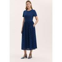 Finery London Cotton Rich Broderie Midi T-Shirt Dress Indigo