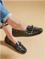 Leather Croc Effect Boat Shoes