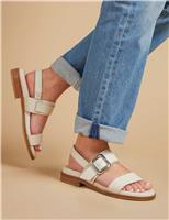 Leather Buckle Ankle Strap Sandals