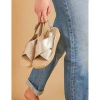 Metallic Leather Wedge Sandals