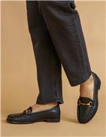 Wide Fit Leather Flat Loafers