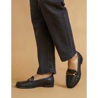 Wide Fit Leather Flat Loafers