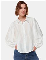 Textured Collared Blouson Sleeve Shirt