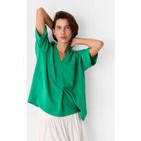 Whistles Sasha Collared V-Neck Shirt Green