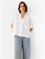 Whistles Sasha Collared V-Neck Shirt Green
