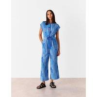 Striped Tie Detail Short Sleeve Jumpsuit