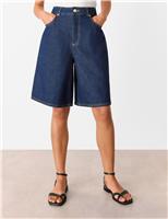 Denim High Waisted Knee Length Shorts