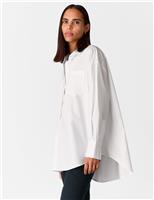 Whistles Pure Cotton Collared Oversized Shirt White