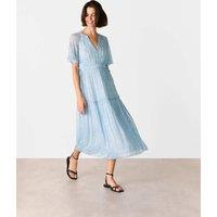 Chiffon Leaf Print V-Neck Midi Dress