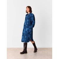 Denim Floral Midi Shirt Dress