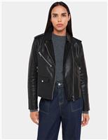 Leather Cropped Biker Jacket