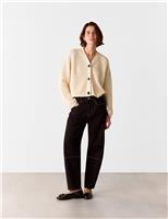 Pure Cotton Button Front Cropped Cardigan